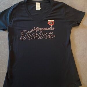 Majestic Minnesota Twins Women's Short Sleeve V-Neck Top